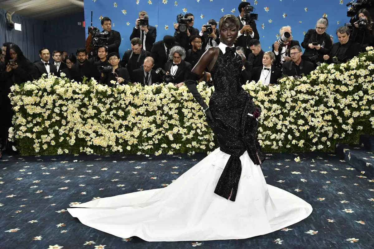 Anok Yai attends The Metropolitan Museum of Art's Costume Institute benefit gala celebrating the opening of the "Superfine: Tailoring Black Style" exhibition on Monday, May 5, 2025, in New York. (Photo by Evan Agostini/Invision/AP)