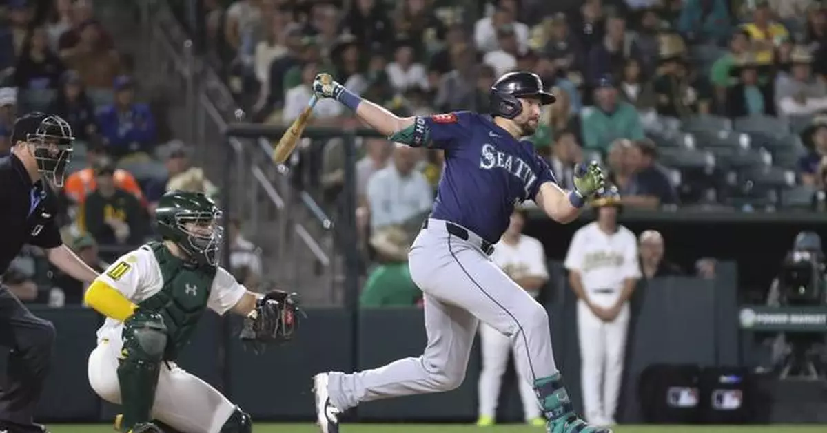 Raleigh's pinch-hit single in 9th inning sends Mariners past Athletics 5-3