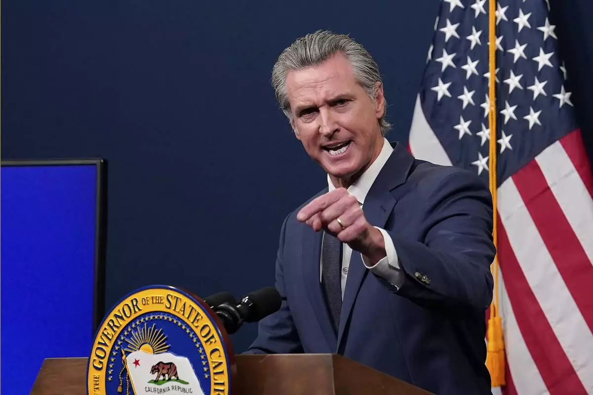 FILE - Calif. Gov. Gavin Newsom presents his revised state budget during a news conference in Sacramento, Calif., Wednesday, May 14, 2025. (Photo/Rich Pedroncelli,File)