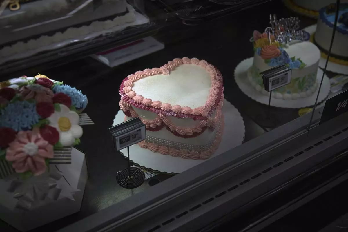 Cakes are displayed inside Walmart Supercenter on Wednesday, May 28, 2025, in North Bergen, N.J. (AP Photo/Andres Kudacki)