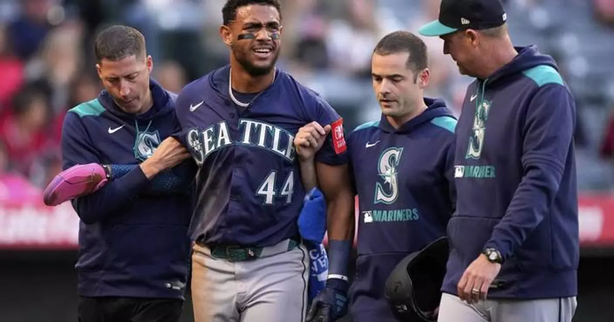 Mariners star Julio Rodríguez appears OK after being knocked out of an 8-6 loss to Angels