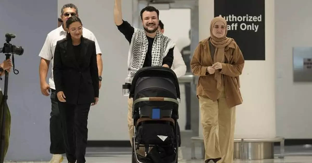 Photos of Palestinian activist Mahmoud Khalil after 104 days in US custody