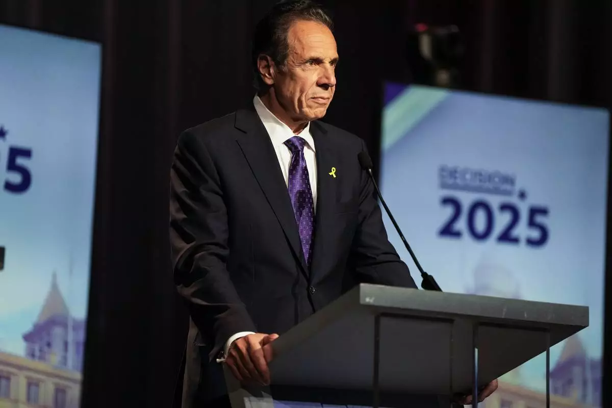 Former Gov. Andrew M. Cuomo takes part in the final primary New York City mayoral debate, at the John Jay College of Criminal Justice in the Gerald W. Lynch Theater, in New York City, Thursday, June 12, 2025. (Vincent Alban/The New York Times via AP, Pool)