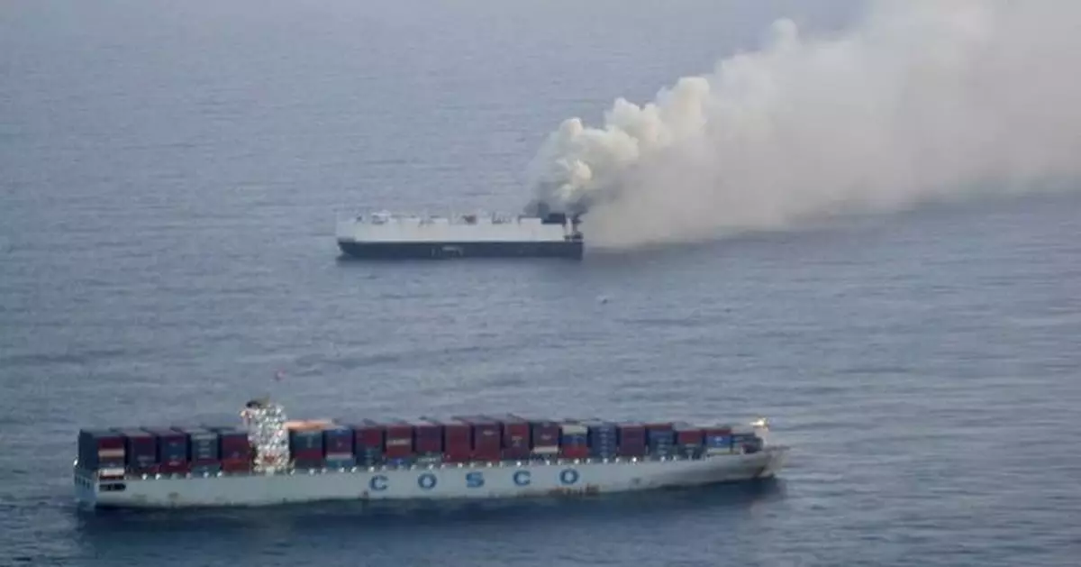 Cargo ship carrying new vehicles to Mexico sinks in the North Pacific weeks after catching fire