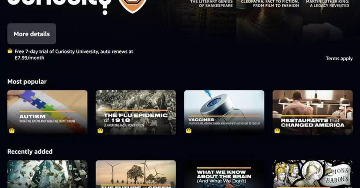 Curiosity University Launches on Amazon Prime Video Channels in the UK