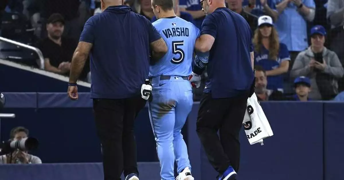 Blue Jays CF Daulton Varsho leaves game against the Athletics with an apparent left leg injury
