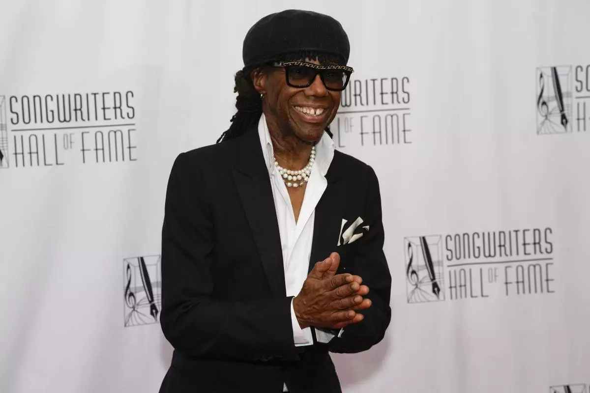 Nile Rodgers attends the 54th annual Songwriters Hall of Fame induction and awards gala on Thursday, June 12, 2025, at the Marriott Marquis Hotel in New York. (Photo by Charles Sykes/Invision/AP)