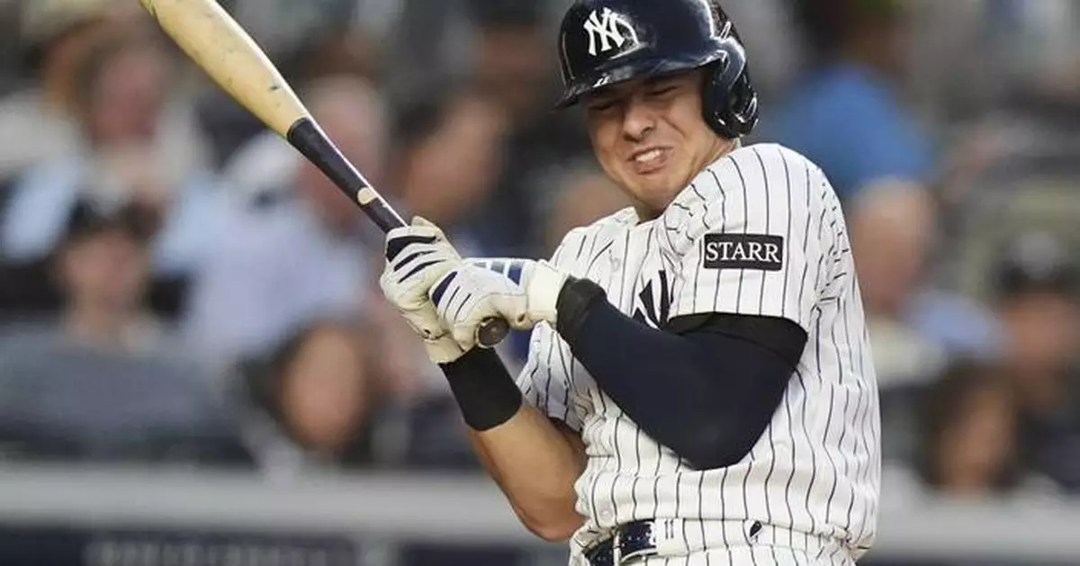 Yankees' Anthony Volpe stiff and sore when hit on elbow by pitch, but scans negative for break