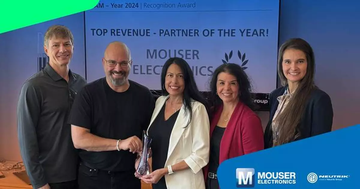 NEUTRIK America's Top Revenue Award Goes to Mouser Electronics for Third Year