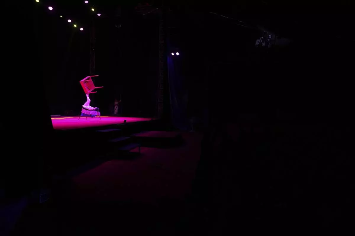 Acrobats from Dongchoon Circus Troupe which is South Korea's last-remaining circus, perform during a daily regular performance in Ansan, South Korea, Tuesday, June 10, 2025. (AP Photo/Lee Jin-man)