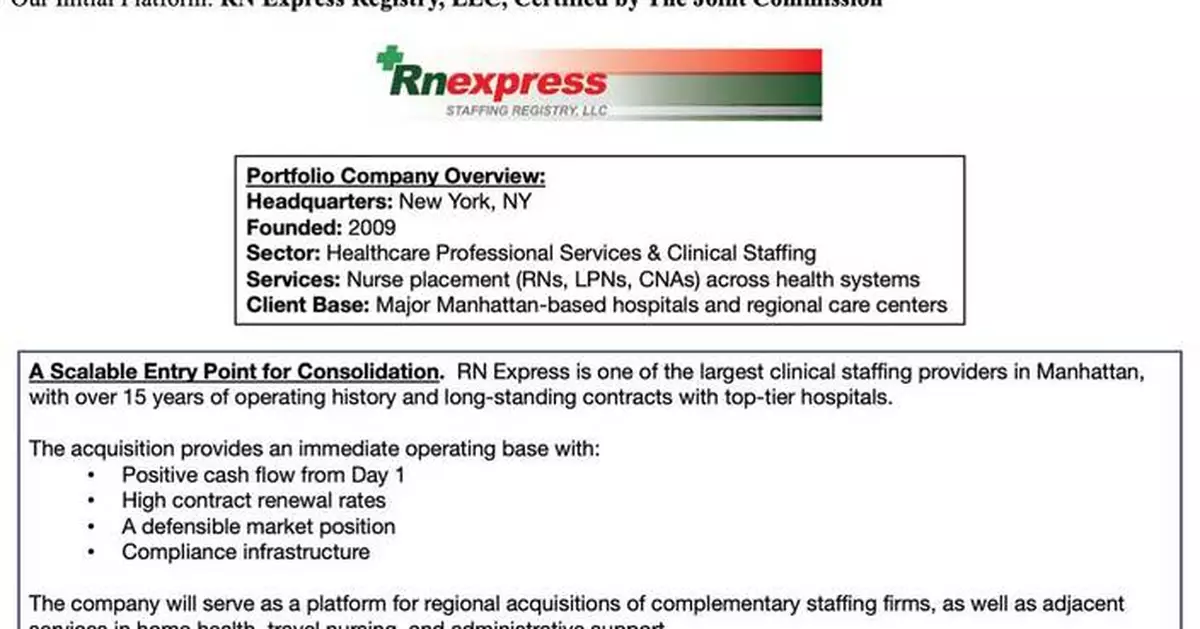 VeraNorth Redefines Healthcare Private Equity With RN Express Acquisition