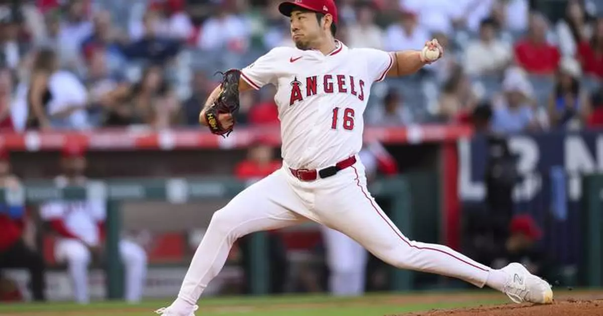 Kikuchi carries shutout into 8th and Angels beat A's 7-4 despite Clarke's amazing catch