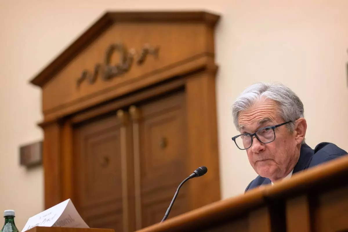 Federal Reserve Board Chairman Jerome Powell listens during a hearing of the House Committee on Financial Services on Capitol Hill, Tuesday, June 24, 2025, in Washington. (AP Photo/Mark Schiefelbein)
