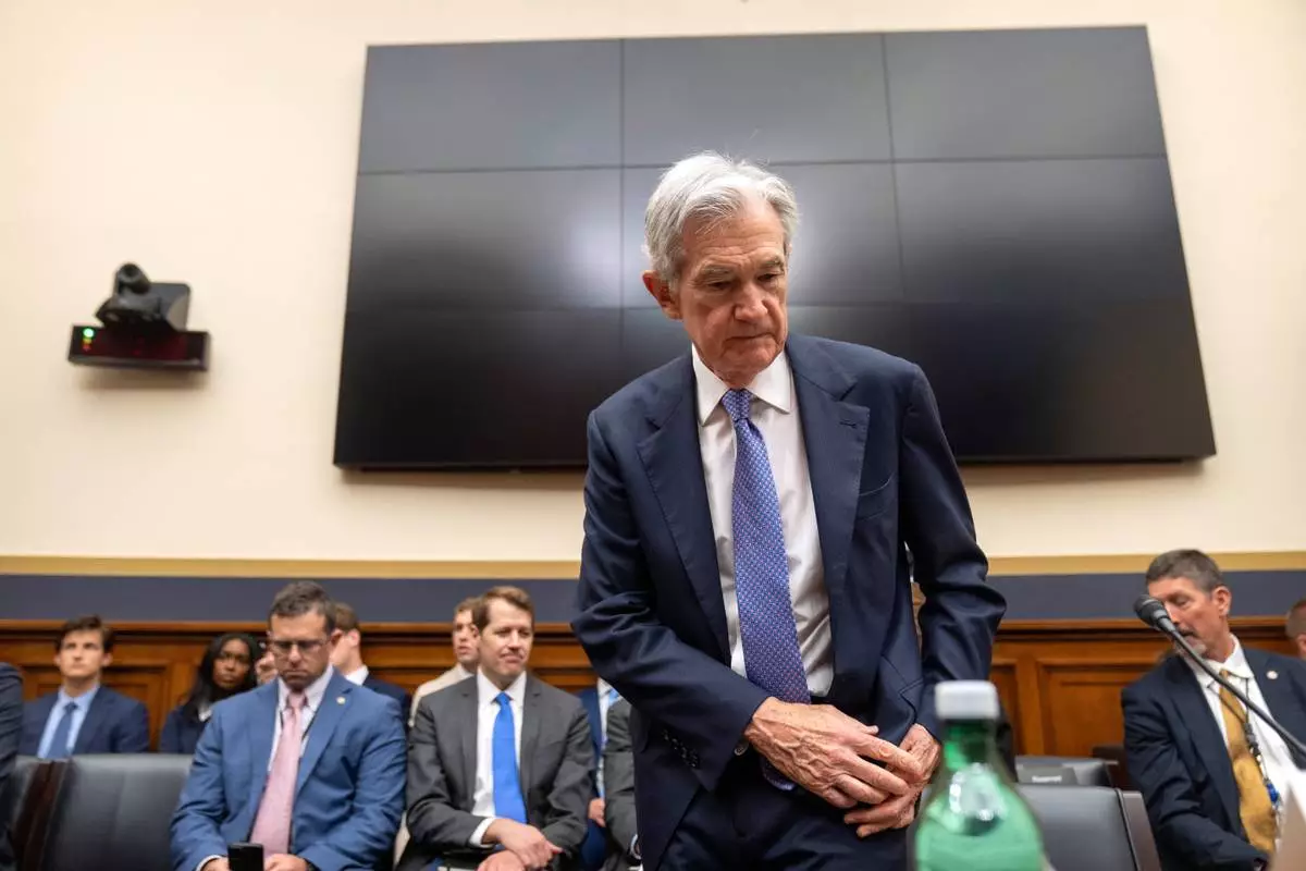 Federal Reserve Board Chairman Jerome Powell arrives for a hearing of the House Committee on Financial Services on Capitol Hill, Tuesday, June 24, 2025, in Washington. (AP Photo/Mark Schiefelbein)