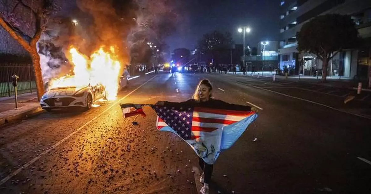 AP PHOTOS: Mexican flags at LA protests spark debate over symbolism