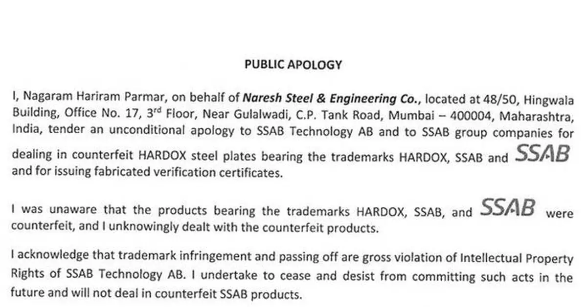 Steelmaker SSAB, the manufacturer of Hardox® wear plate, cracks down on counterfeit goods