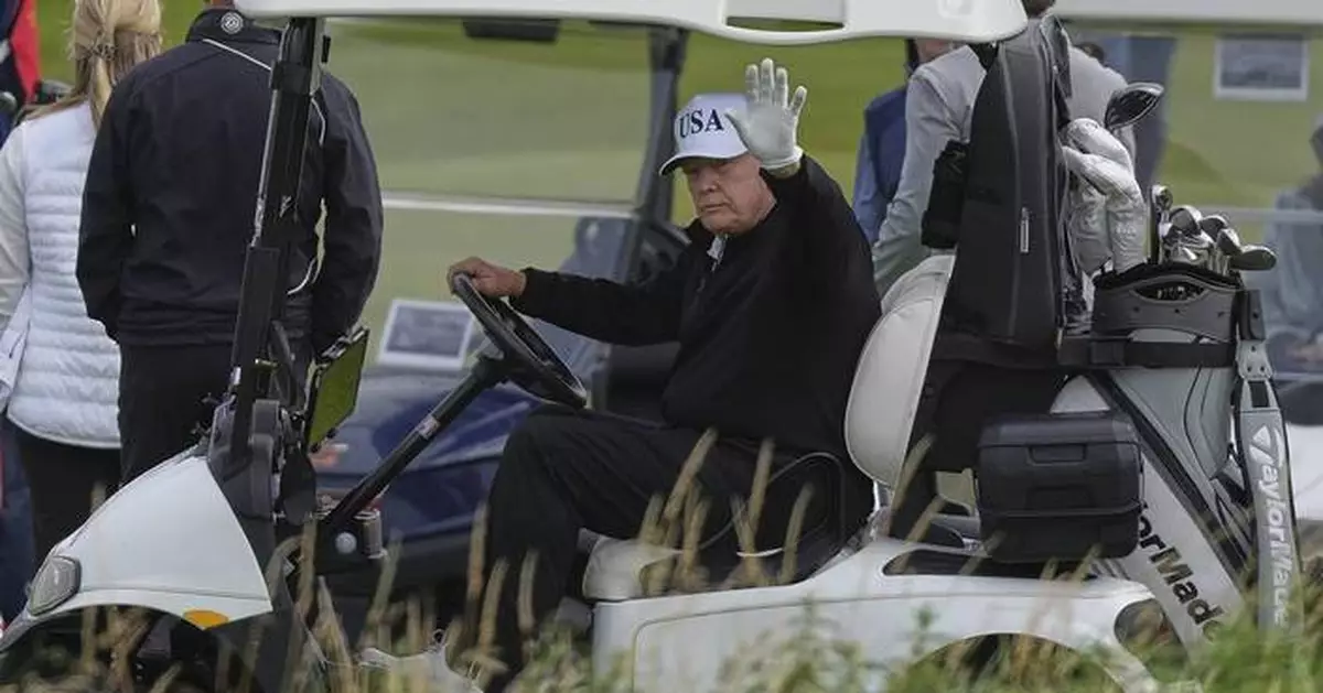 Trump plays golf in Scotland while protesters take to the streets and decry his visit