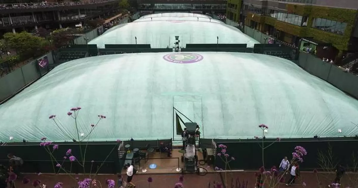 Photos show the rain on Day 3 after the Wimbledon heatwave