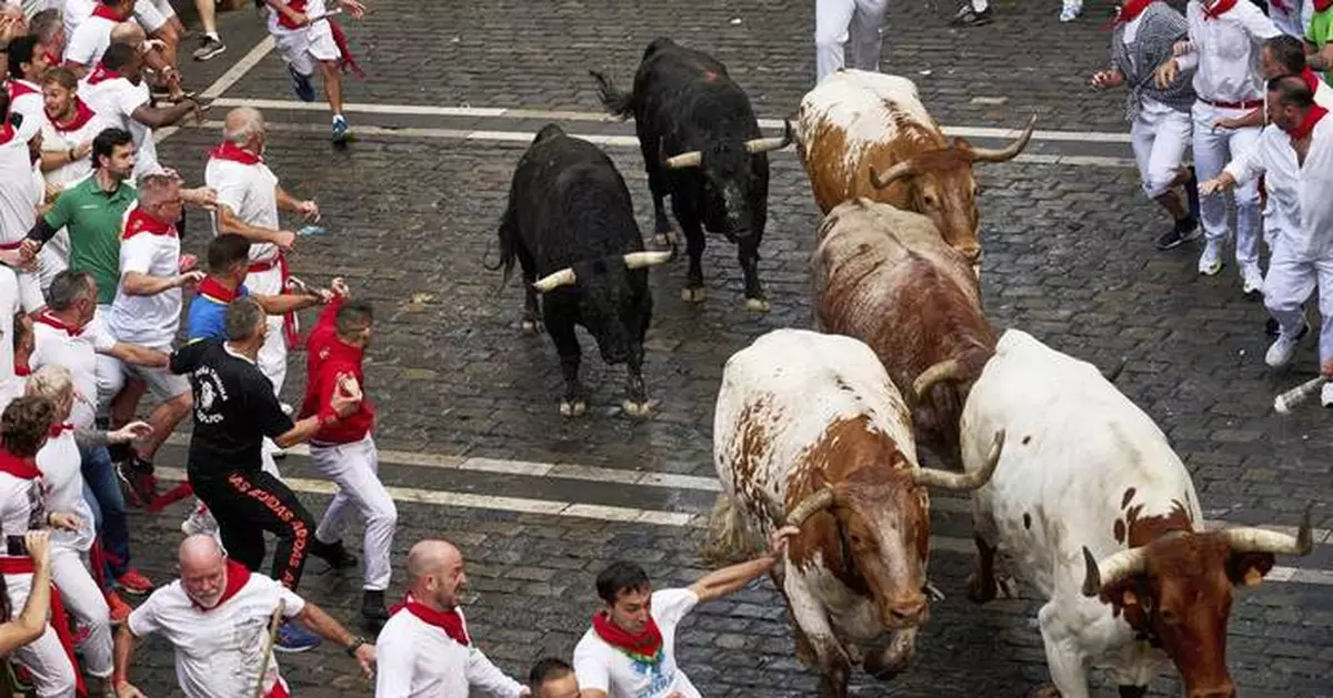 Daredevils run with charging bulls at Pamplona's famous San Fermín festival