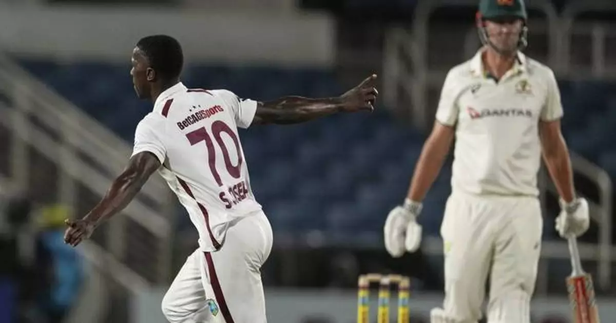West Indies take honors on 1st day of day-night 3rd test against Australia
