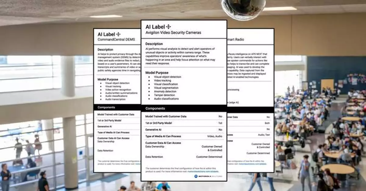 Motorola Solutions Introduces ‘AI Nutrition Labels,’ a First for Public Safety &amp; Enterprise Security Products