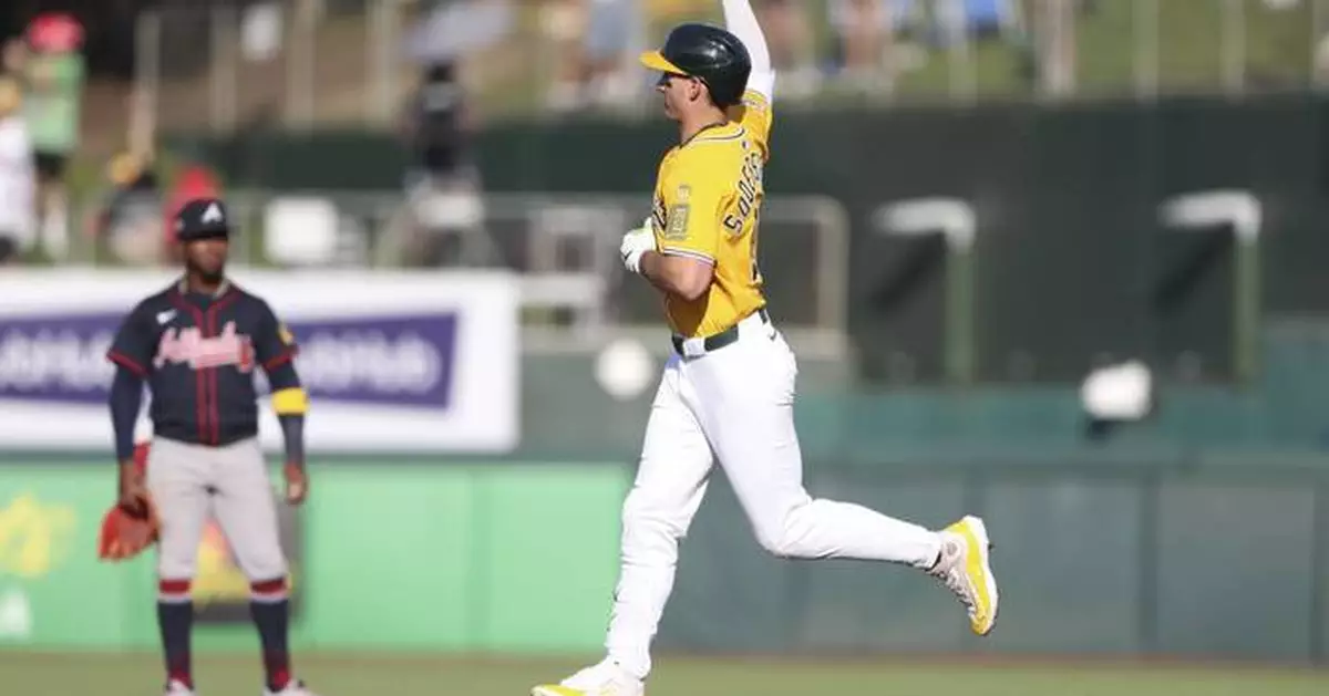 Soderstrom's walk-off single gives A's 5-4 win over Braves in 11 innings