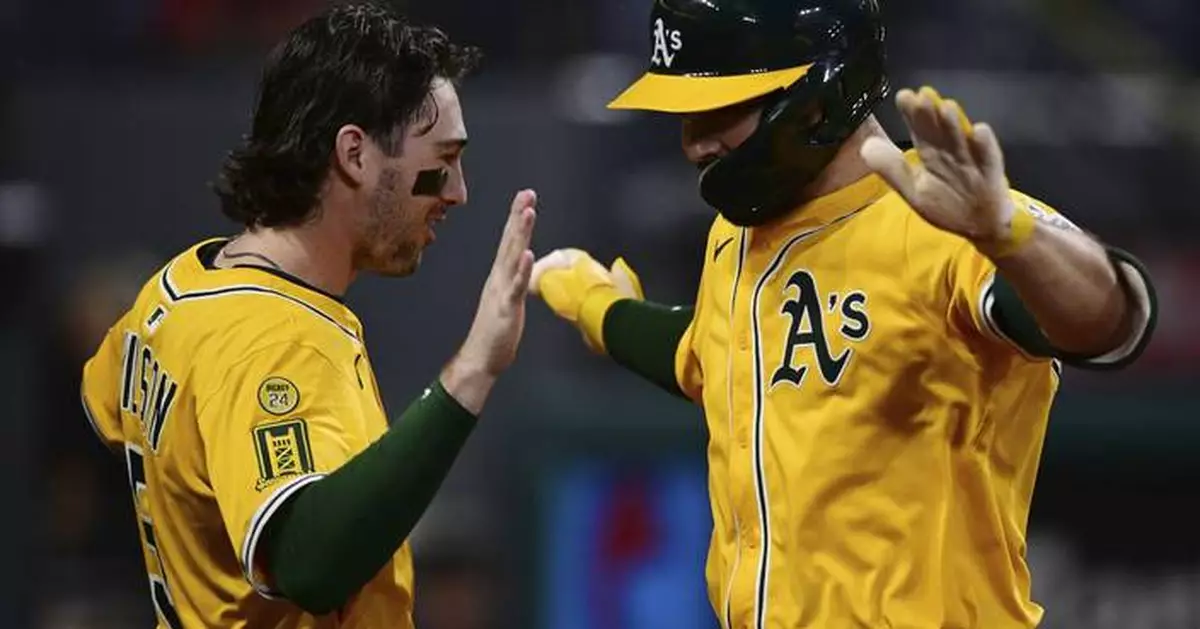 Athletics get late homers from Langeliers, Wilson and Kurtz in 8-2 win over Guardians