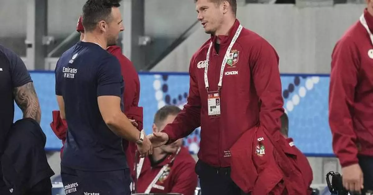 Owen Farrell on the Lions bench for last warmup before Wallabies tests