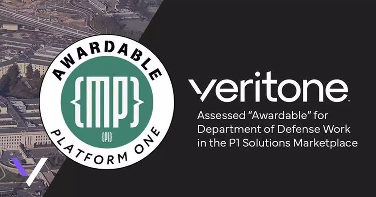 Veritone’s AI-Powered Tools Assessed “Awardable” for Department of Defense Work in the P1 Solutions Marketplace