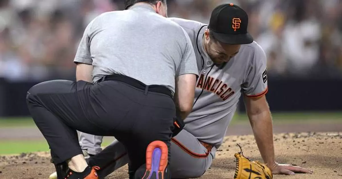 Giants right-hander Landen Roupp knocked out of game by line drive