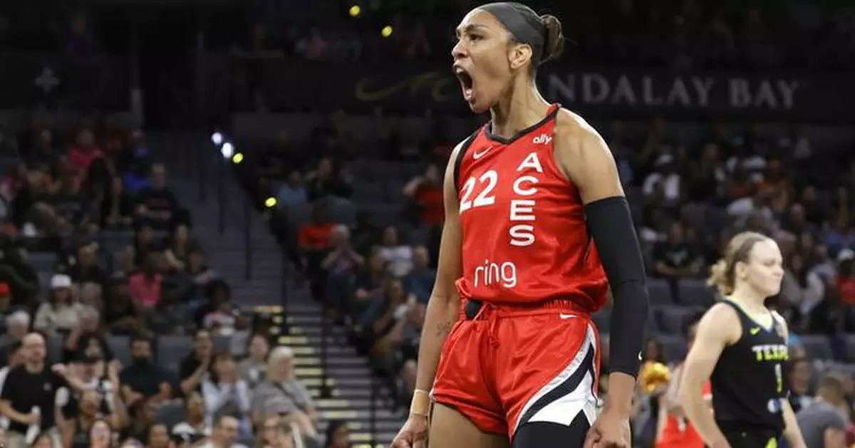 A'ja Wilson scores 34 and Aces hit 18 3-pointers in a 106-87 win over the Wings 106-87