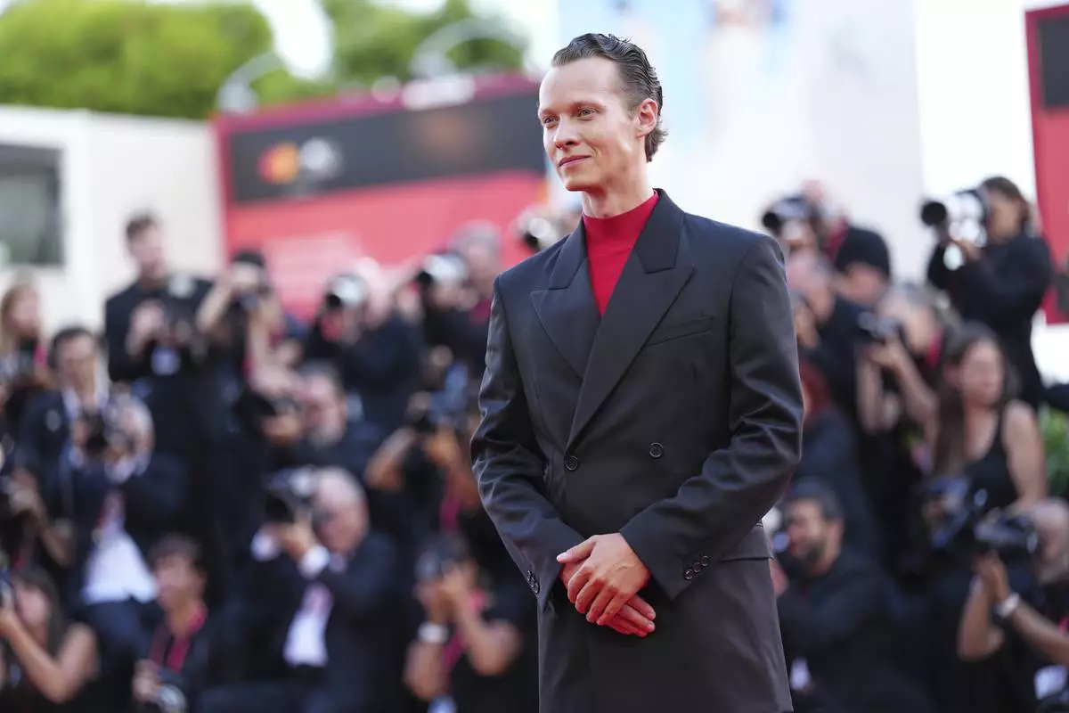 Felix Kammerer poses for photographers at the red carpet for the film 'Frankenstein' during the 82nd edition of the Venice Film Festival in Venice, Italy, on Saturday, Aug. 30, 2025. (Photo by Scott A Garfitt/Invision/AP)