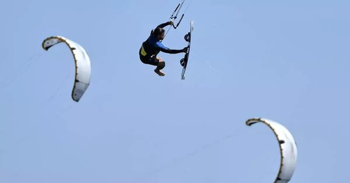 Wind riders: Kiteboarders flock to Greek coast as August gales churn sea