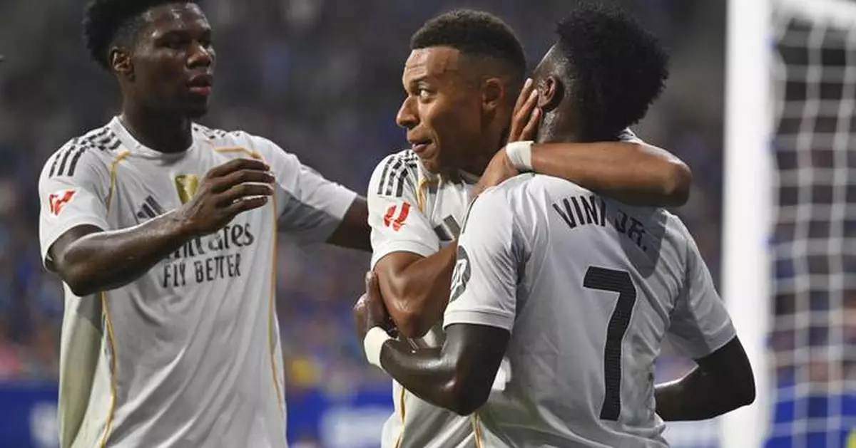 Mbappé scores twice as Real Madrid wins 3-0 at Oviedo to maintain perfect start in La Liga