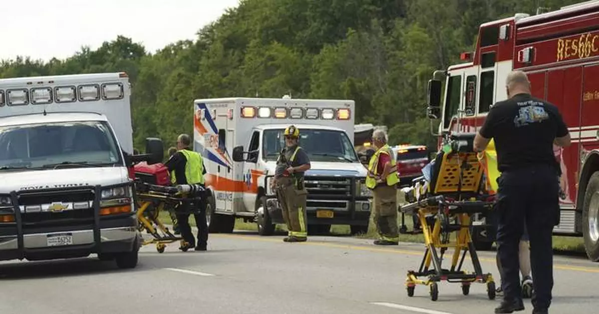 Tour bus rollover kills 5 on interstate highway in western New York