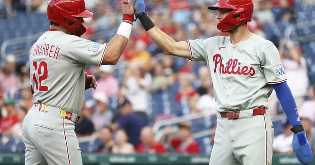 Kyle Schwarber's 43rd homer sends Phillies to 6-2 win over Nats. Closer Duran injured in 9th