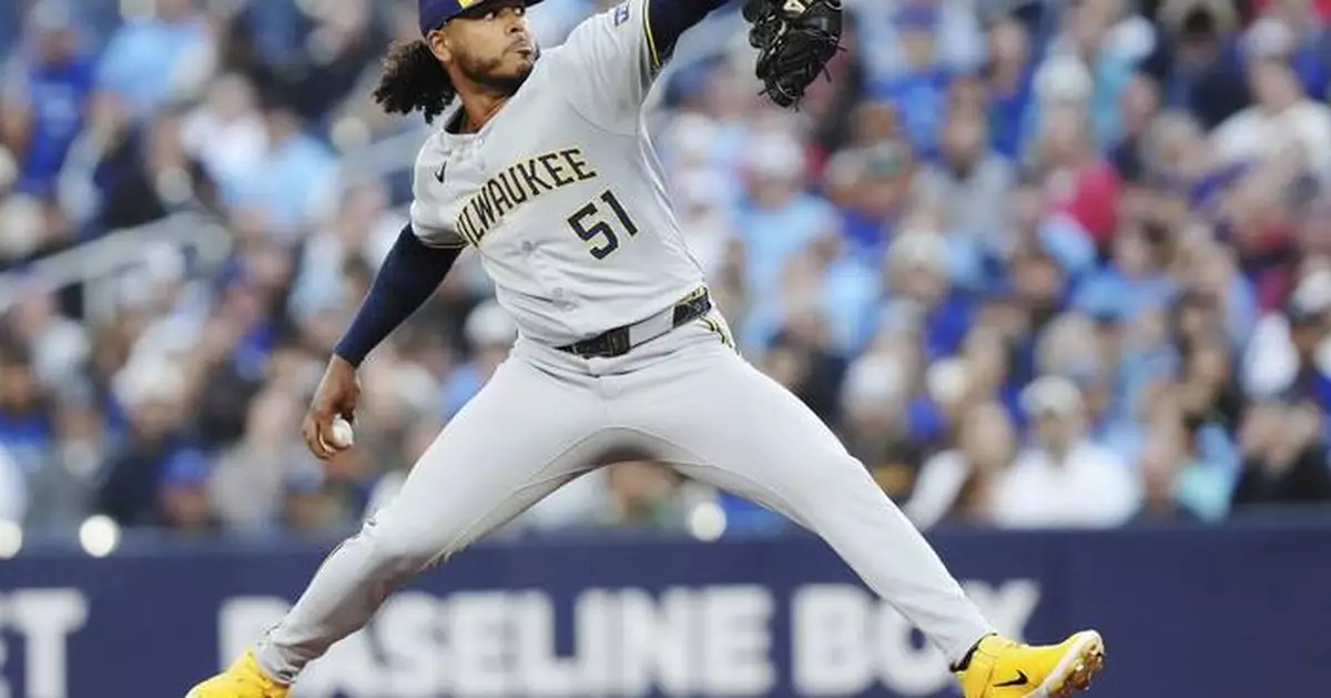 Freddy Peralta pitches 6 shutout innings for MLB-leading 16th win as Brewers beat Blue Jays 7-2