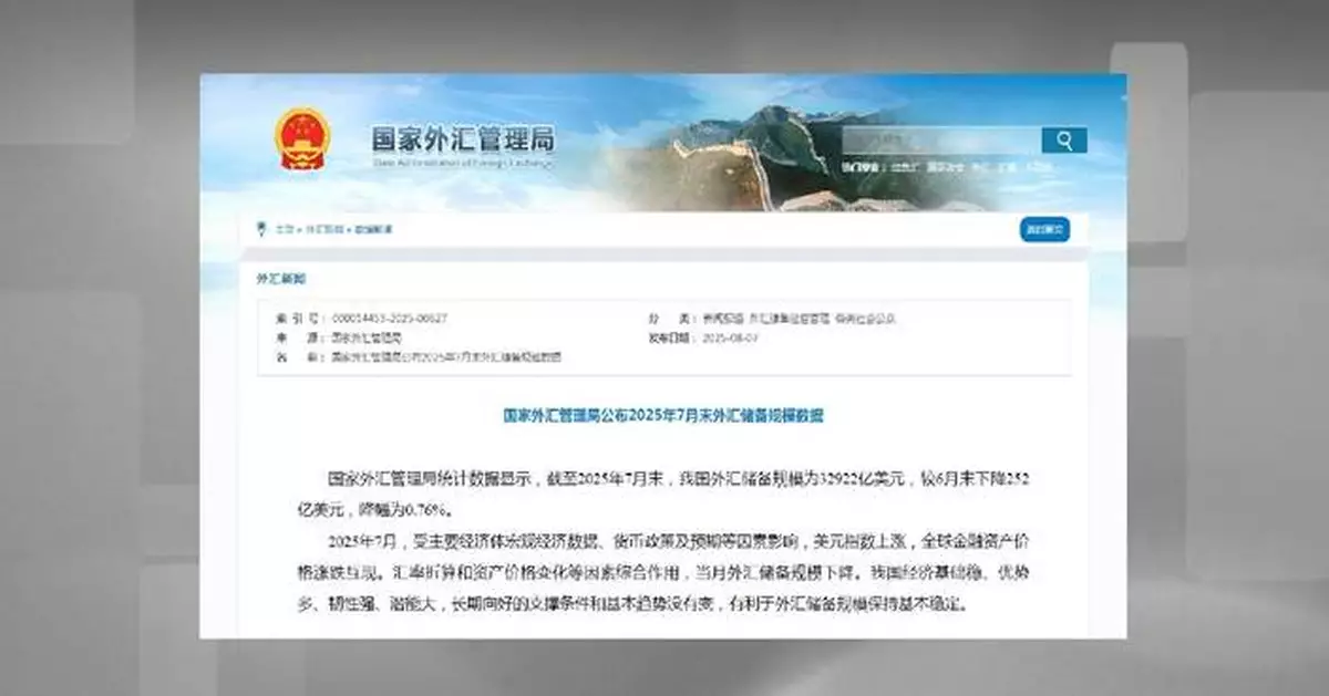 China reports decrease in foreign exchange reserves in July