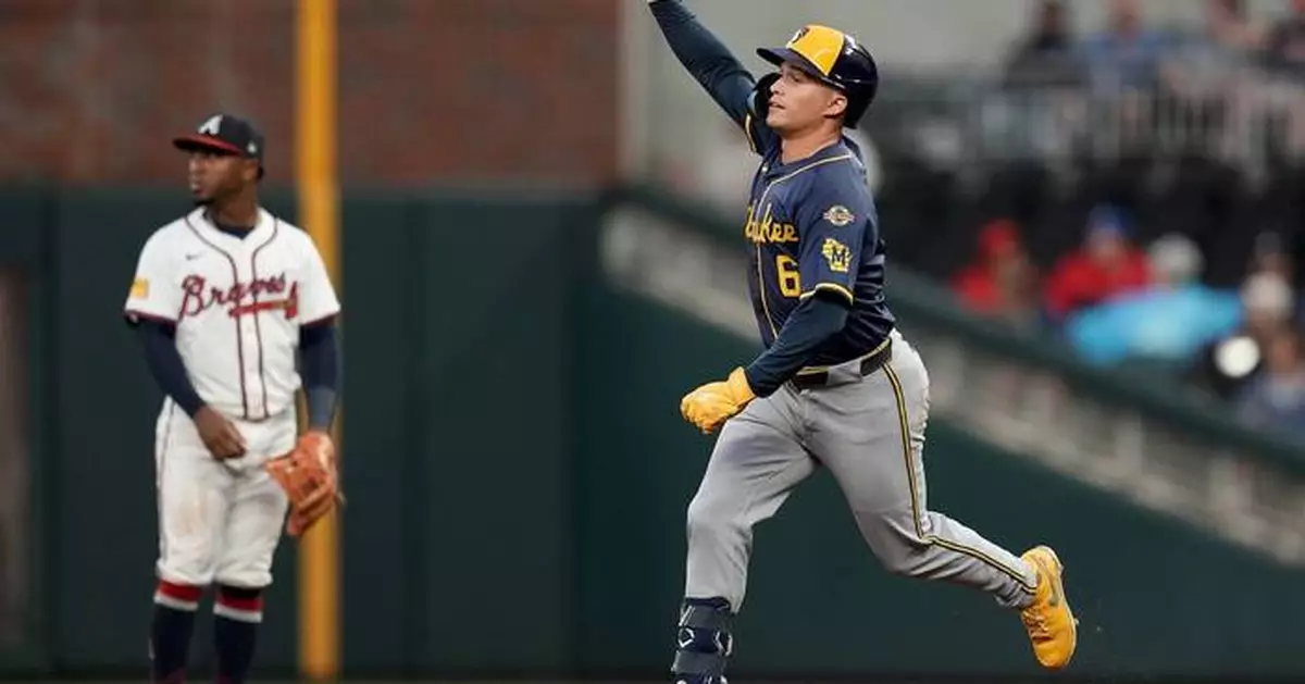 Collins hits 3-run homer, Priester stifles Braves in Brewers' 3-1 win