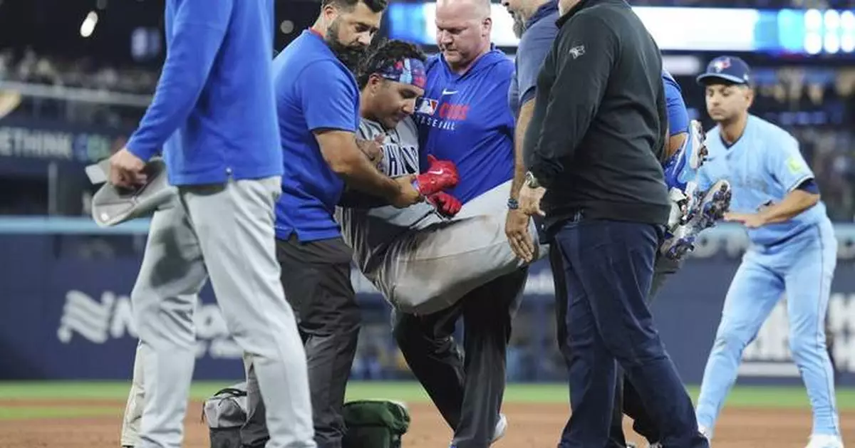 Cubs catcher Miguel Amaya carted off after injuring left ankle stepping on first base