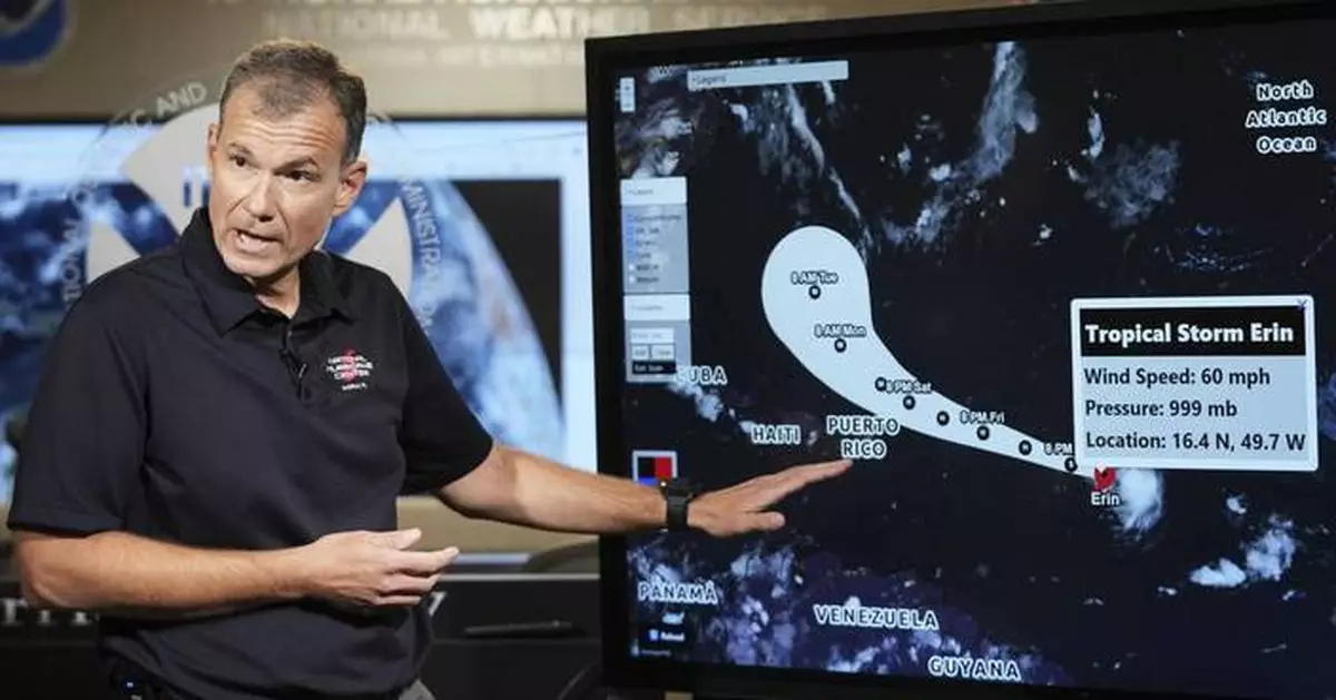 Hurricane Erin strengthens into a Category 2 storm as it approaches the northeast Caribbean