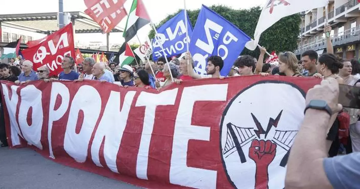 Thousands march against plan to build massive bridge linking Sicily to Italy's mainland