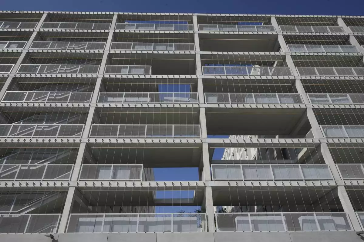 A view of the Olympic and Paralympic Village in Milan, Italy, Thursday, Sept. 18, 2025. (AP Photo/Antonio Calanni)