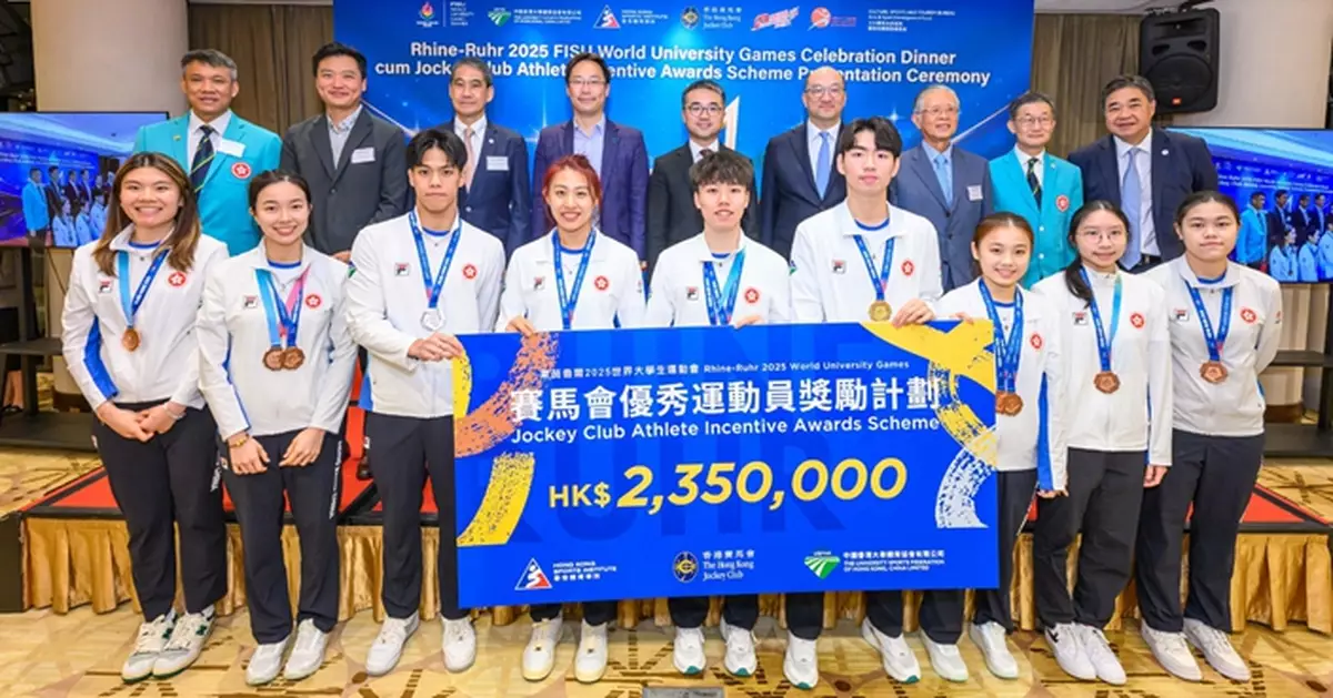 Jockey Club presents HK$2.35 million in cheques to Hong Kong, China medallists from Rhine-Ruhr World University Games