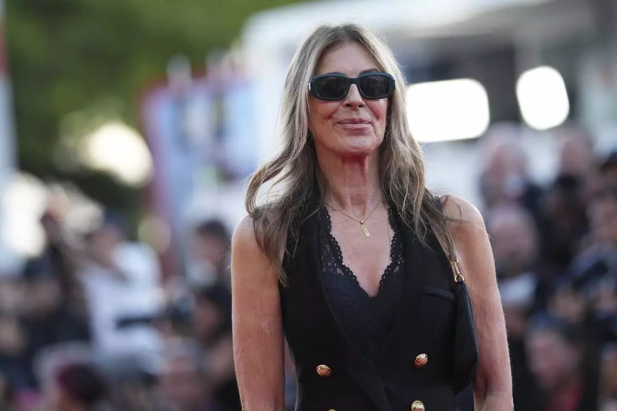 Director Kathryn Bigelow poses for photographers at the red carpet for the film 'A House of Dynamite' during the 82nd edition of the Venice Film Festival in Venice, Italy, on Tuesday, Sept. 2, 2025. (Photo by Scott A Garfitt/Invision/AP)