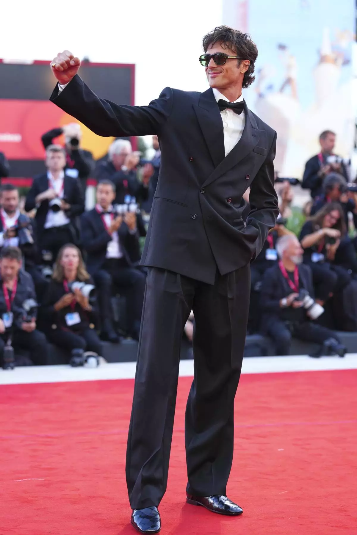 Jacob Elordi poses for photographers at the red carpet for the film 'Frankenstein' during the 82nd edition of the Venice Film Festival in Venice, Italy, on Saturday, Aug. 30, 2025. (Photo by Scott A Garfitt/Invision/AP)