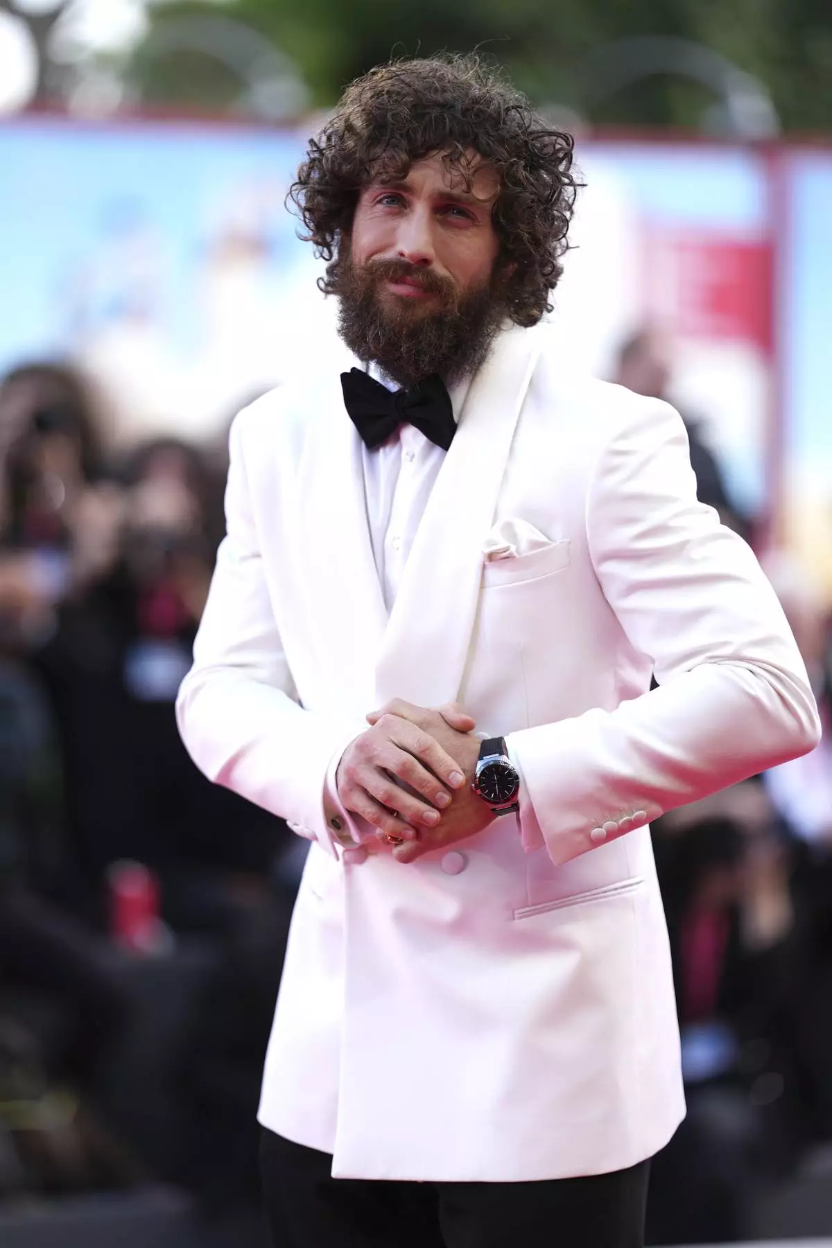 Aaron Taylor-Johnson poses for photographers at the red carpet for the film 'Frankenstein' during the 82nd edition of the Venice Film Festival in Venice, Italy, on Saturday, Aug. 30, 2025. (Photo by Scott A Garfitt/Invision/AP)