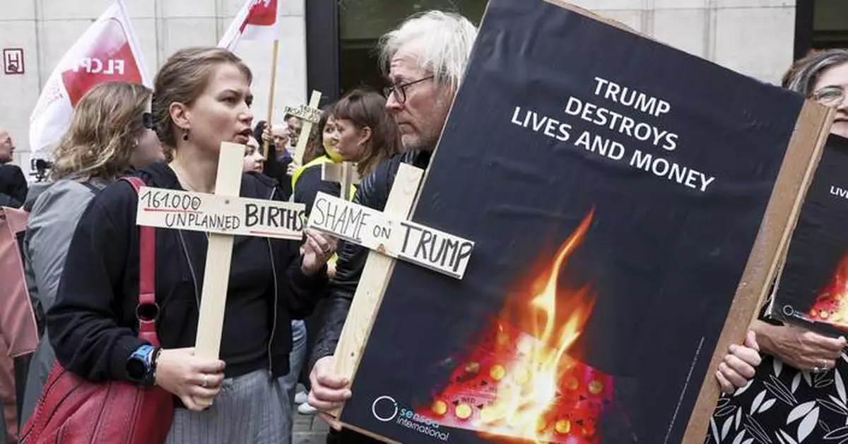 Women's rights activists rally in Belgium fearing US plans for birth control supplies