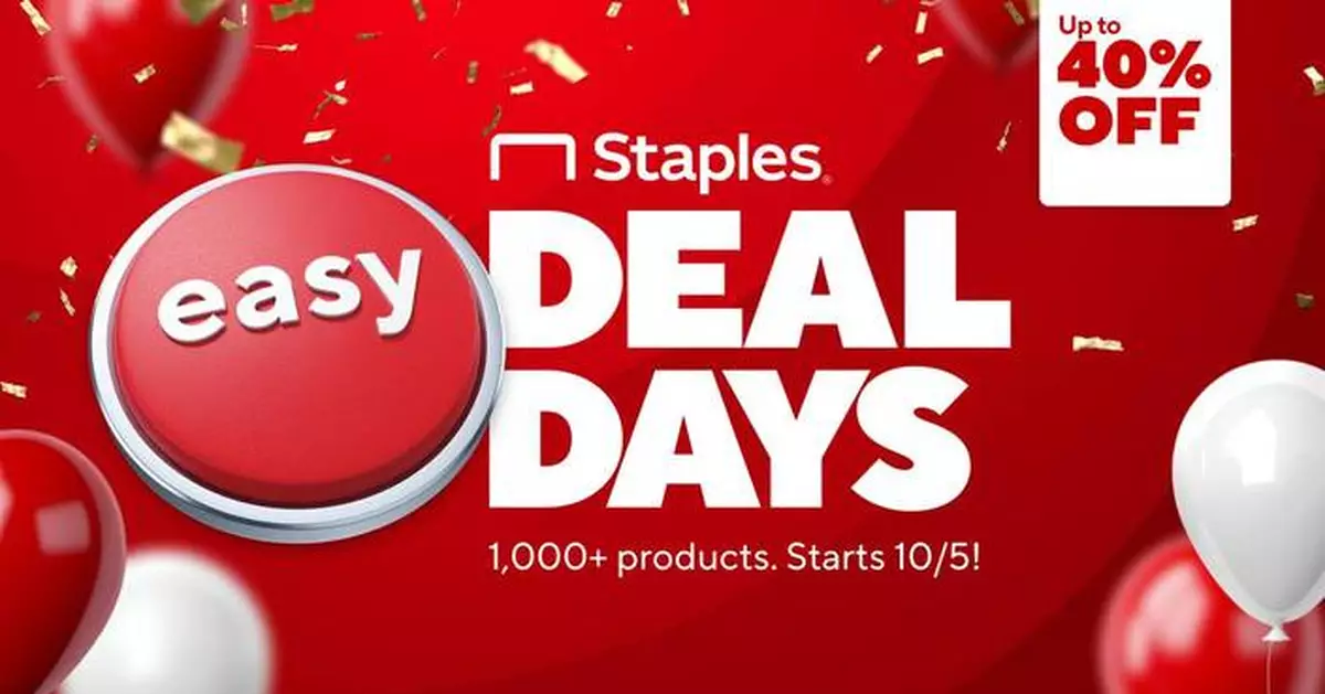 Staples Launches First-Ever Easy Deal Days with Up to 40% Off 1,000+ Products Ahead of This Holiday Season