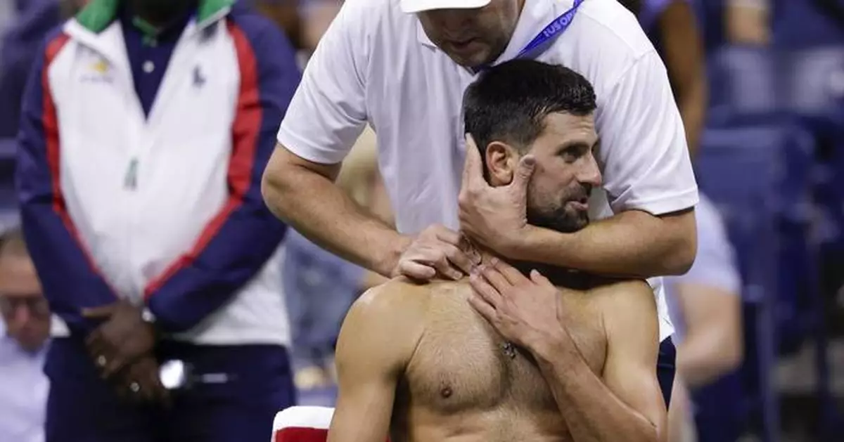 Novak Djokovic's neck bothers him during a US Open win. He will face Taylor Fritz next